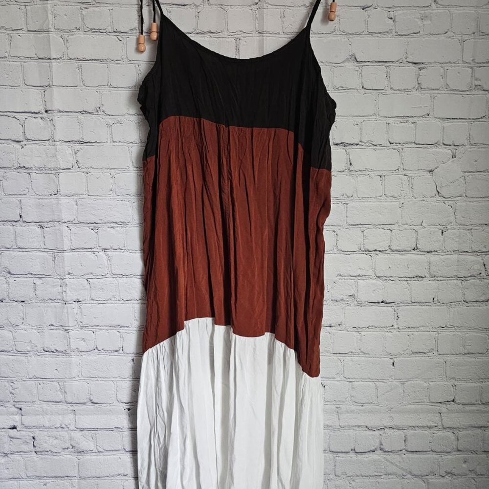 CA Resort Womens Colorblock Maxi Dress Spaghetti Strap‎ Flowy Summer G Large - Picture 10 of 11
